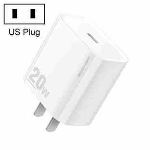 WK WP-U127 PD 20W USB-C/Type-C Fast Charger, US Plug (White)