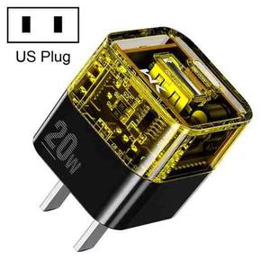 WK WP-U149 20W USB+USB-C/Type-C Dual Port Transparent Charger, Specifications: US Plug (Black)