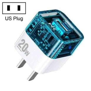 WK WP-U149 20W USB+USB-C/Type-C Dual Port Transparent Charger, Specifications: US Plug (White)