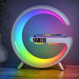 N69 Smart Bluetooth Speaker Support Wireless Charger & Alarm Clock & Ambient Light, US Plug(White)