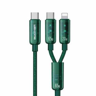 WK WDC-194 Pioneer Series 2 in 1 65W USB-C/Type-C to USB-C/Type-C+8 Pin Fast Charging Data Cable, Length: 1m(Green)