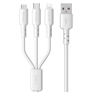 WEKOME WDC-02 Tidal Energy Series 3A USB to 8 Pin+Type-C+Micro USB 3 in 1 PVC Data Cable, Length: 1.2m (White)