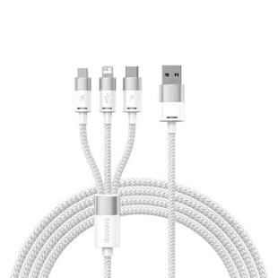 Baseus StarSpeed 3.5A USB to 8 Pin + Type-C + Micro USB 3 in 1 Fast Charging Data Cable, Length:1.2m (White)
