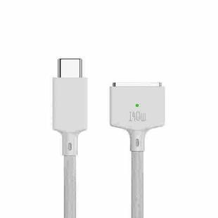 140W USB-C / Type-C to MagSafe 3 Nylon Braided Magnetic Charging Cable, Length: 2m (White)