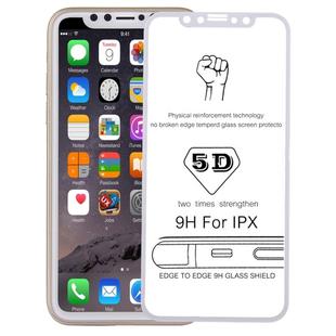 For iPhone X  0.3mm 9H Surface Hardness 4D Curved Full Screen Tempered Glass Screen Protector (White)