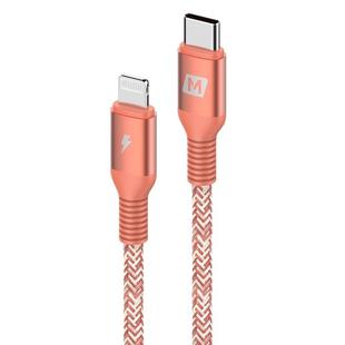 MOMAX 0.3m Type-C / USB-C to 8 Pin PD Fast Charging Braided Cable for iPhone, iPad(Coral Red)