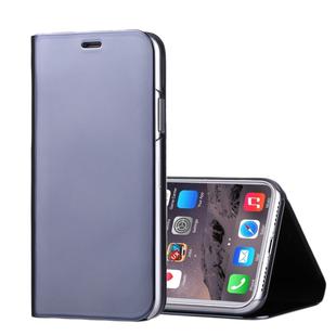 For iPhone X / XS Electroplating Mirror Horizontal Flip Leather Case with Holder (Black)