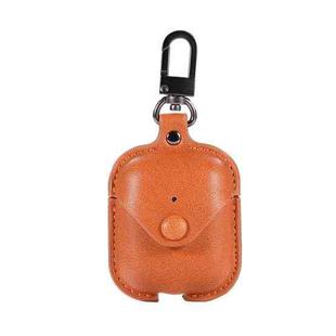 PU Leather Wireless Bluetooth Earphone Protective Case for Apple AirPods 1 / 2, with Metal Buckle(Light Brown)