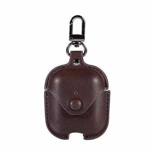 PU Leather Wireless Bluetooth Earphone Protective Case for Apple AirPods 1 / 2, with Metal Buckle(Brown)