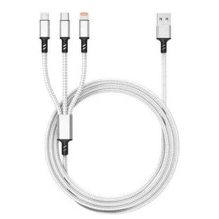 Orange Plug 3A 3 in 1 USB to Type-C / 8 Pin / Micro USB Fast Charging Cable, Cable Length: 1.2m(Silver)