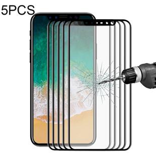 For iPhone X 5pcs ENKAY Hat-Prince 0.2mm 9H Surface Hardness 3D Explosion-proof Full Screen Carbon Fiber Soft Edges Tempered Glass Screen Film (Black)