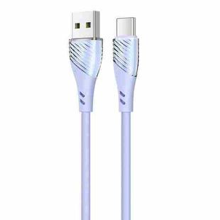 USAMS US-SJ494 U65 Type-C to USB Transparent Smooth Corrugated Silicone Data Cable, Cable Length: 1m(Purple)