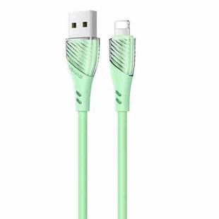 USAMS US-SJ493 U65 8 Pin to USB Transparent Smooth Corrugated Silicone Data Cable, Cable Length: 1m (Green)