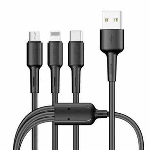 Yesido CA41 3.5A USB to 8 Pin + Micro USB + USB-C / Type-C Charging Cable, Length: 1m(Black)