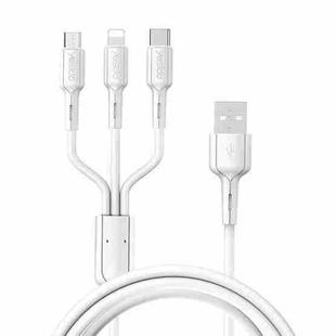 Yesido CA41 3.5A USB to 8 Pin + Micro USB + USB-C / Type-C Charging Cable, Length: 1m(White)