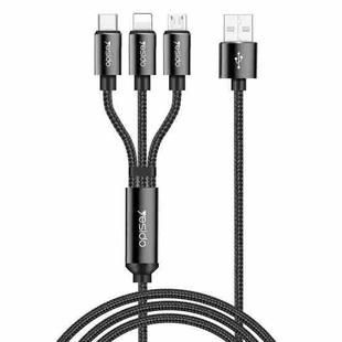 Yesido CA60 3A USB to 8 Pin + Micro USB + USB-C / Type-C Charging Cable, Length: 1.2m