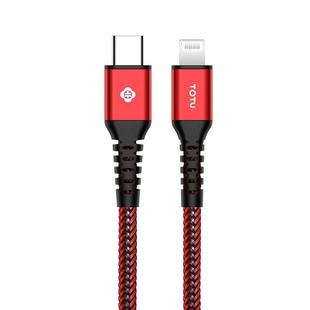 TOTUDESIGN BPDA-03 Aurora Series USB-C / Type-C to 8 Pin PD Fast Charging MFI Certified Braided Data Cable, Length: 1m(Red)