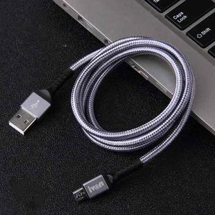 IVON CA89 2.1A USB to Micro USB Braid Fast Charge Data Cable, Cable Length: 1m (Grey)