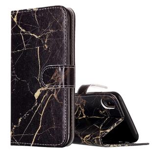 For iPhone X / XS Black Gold Marble Pattern Horizontal Flip Leather Case with Holder & Card Slots & Wallet
