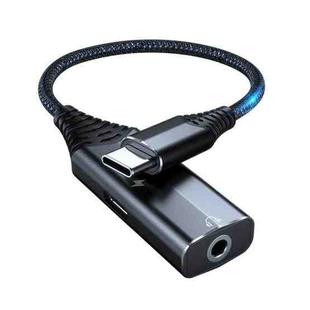 BY206 USB-C / Type-C Male to PD 60W USB-C / Type-C Charging + 3.5mm Audio Female Earphone Adapter (Black)