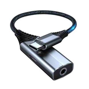 BY206 USB-C / Type-C Male to PD 60W USB-C / Type-C Charging + 3.5mm Audio Female Earphone Adapter (Grey)