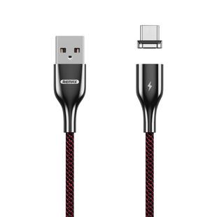 REMAX RC-158m 3A USB to Micro USB Interface Charging + Transmission Magnetic Attraction Polyester Two-color Braided Data Cable, Cable Length: 1m (Red)