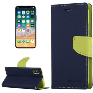 For iPhone X / XS GOOSPERY FANCY DIARY Cross Texture Horizontal Flip Leather Case with Card Slots & Wallet & Holder(navy)
