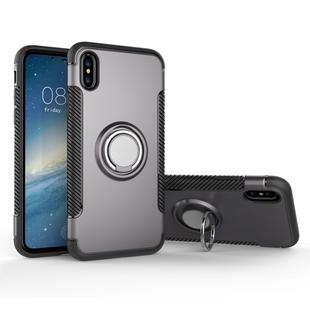 For iPhone X / XS Magnetic 360 Degree Rotation Ring Armor Protective Case(Grey)