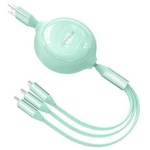 CAFELE Pure Motion Series 3 in 1 USB to 8 Pin + Micro USB + USB-C / Type-C Two-way Telescopic Fast Charging Data Cable, Cable Length: 1.2m (Green)