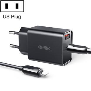 JOYROOM L-QP183 Simple Series 18W Dual Ports Intelligent Travel Charger with 8 Pin Cable, Support QC3.0, US Plug