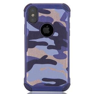 For iPhone X / XS Camouflage Pattern PC + TPU Combination Case(Blue)