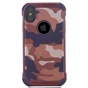 For iPhone X / XS Camouflage Pattern PC + TPU Combination Case(Red)
