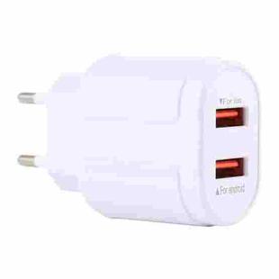 LZ-022 5V 2.4A Dual USB Ports Travel Charger, EU Plug (White)