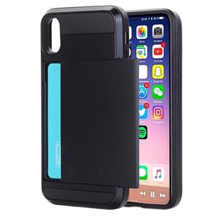 For   iPhone X / XS    Detachable TPU + PC Protective Back Cover Case with Card Slot(Black)
