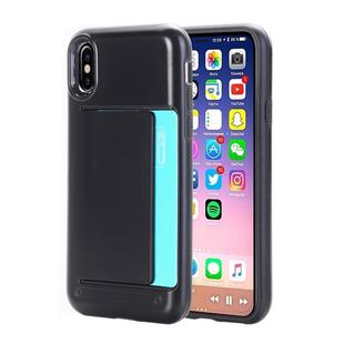 For   iPhone X / XS    Detachable TPU + PC Dropproof Protective Back Cover Case with Card Slot(Black)