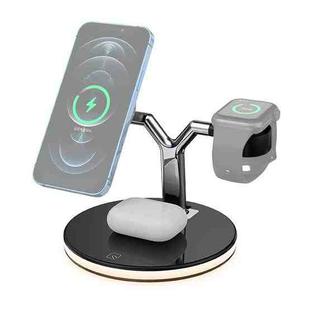 3 in 1 25W Multi-function Magnetic Wireless Charger for Mobile Phones & Apple Watches & AirPods , with Colorful LED Light(Black)