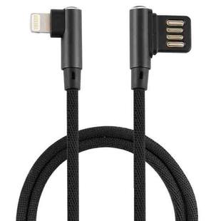 2A USB Elbow to 8 Pin Elbow Braided Data Cable, Cable Length: 1m(Black)