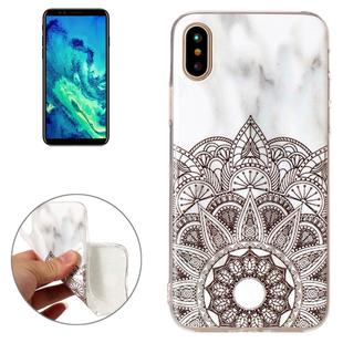 For iPhone X / XS Half Flower White Marble Pattern TPU Shockproof Protective Back Cover Case