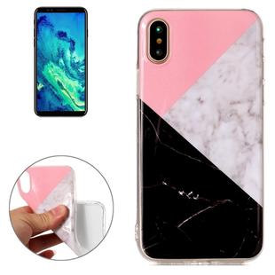 For iPhone X / XS Pink Black Color Matching Marble Pattern TPU Shockproof Protective Back Cover Case