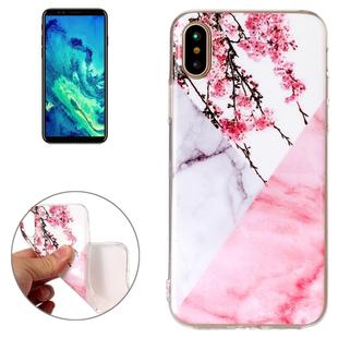 For iPhone X / XS Cherry Pink White Marble Pattern TPU Shockproof Protective Back Cover Case
