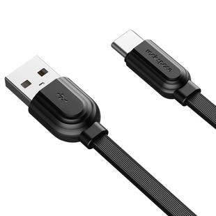 ROCK S5 3A USB-C / Type-C Charging + Data Synchronization TPE Flat Shape Data Cable, Cable Length: 1m (Black)