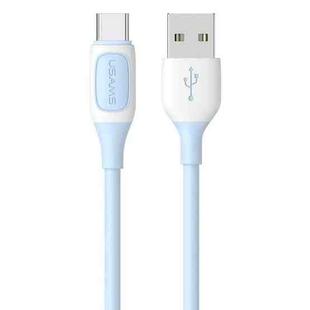 USAMS US-SJ596 Jelly Series USB to Type-C Two-Color Data Cable, Cable Length: 1m(Blue)