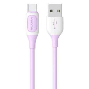 USAMS US-SJ596 Jelly Series USB to Type-C Two-Color Data Cable, Cable Length: 1m(Purple)