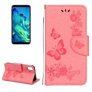 For iPhone X / XS Pressed Flowers Butterfly Pattern Horizontal Flip Leather Case with Holder & Card Slots & Wallet & Lanyard(Pink)