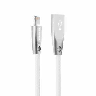 AWEI CL-95 USB to 8 Pin Portable Quick Charging TPE + Aluminum Alloy Data Cable, 2A, Length: 1m (White)