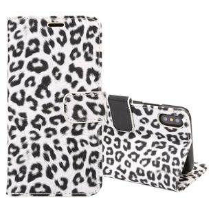 For iPhone X Leopard Pattern PU + PC Horizontal Flip Leather Protective Case with Holder & Card Slots(White)
