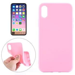 For   iPhone X / XS   Solid Color Smooth Surface Soft TPU Protective Back Cover Case (Pink)