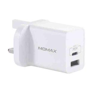 MOMAX UM13 PD+QC3.0 20W Type-C / USB-C + USB Quick Charging Travel Charger Power Adapter,UK Plug(White)