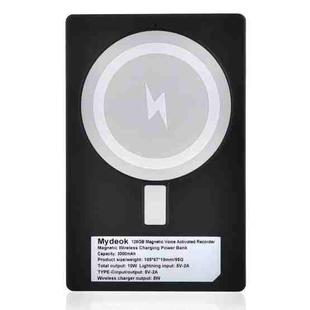 Q80 32GB 3000mAh Magnetic Wireless Charging Power Bank Voice Recorder (Black)