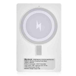 Q80 32GB 3000mAh Magnetic Wireless Charging Power Bank Voice Recorder (White)